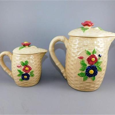 168 7" Lot of 2 Vintage Made in Japan Pots with Lids