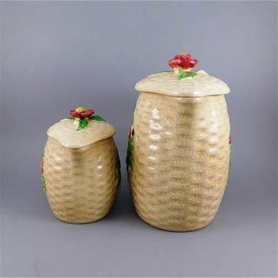 168 7" Lot of 2 Vintage Made in Japan Pots with Lids