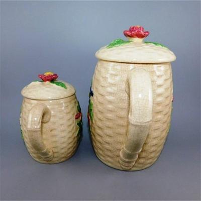 168 7" Lot of 2 Vintage Made in Japan Pots with Lids