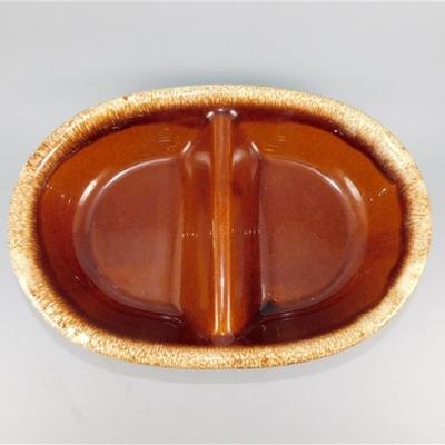 178 11" Vintage Hull Oven Proof Brown Drip Glaze