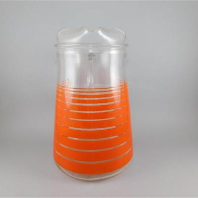 179 9" Large Vintage Indiana Vibrant Tangerine Orange Stripe Pitcher
