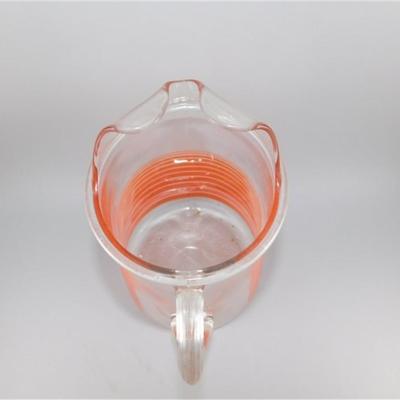 179 9" Large Vintage Indiana Vibrant Tangerine Orange Stripe Pitcher