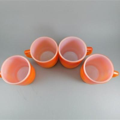 181 Lot of 4 Vintage Anchor Hocking Fire King Ware Orange Mugs