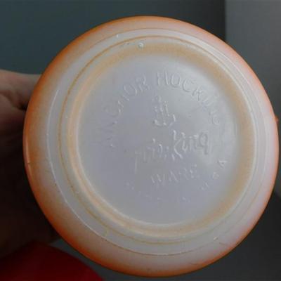 181 Lot of 4 Vintage Anchor Hocking Fire King Ware Orange Mugs