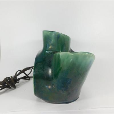 185 12 1/2 x 6 Vintage Green Lamp / Planter