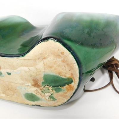 185 12 1/2 x 6 Vintage Green Lamp / Planter