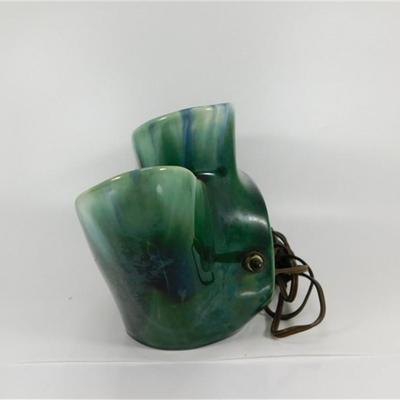 185 12 1/2 x 6 Vintage Green Lamp / Planter