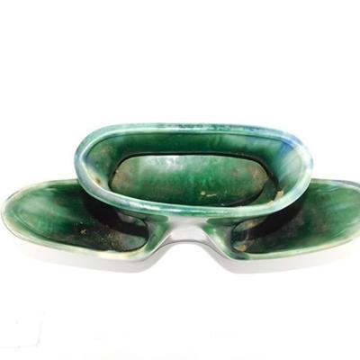 185 12 1/2 x 6 Vintage Green Lamp / Planter