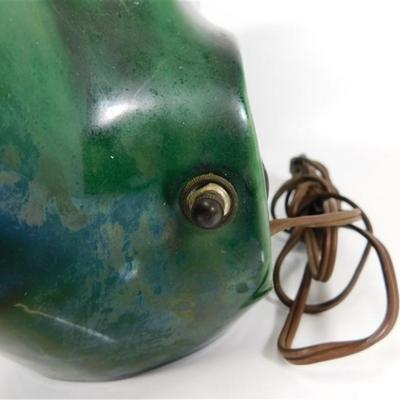 185 12 1/2 x 6 Vintage Green Lamp / Planter