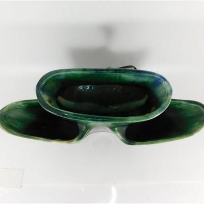 185 12 1/2 x 6 Vintage Green Lamp / Planter