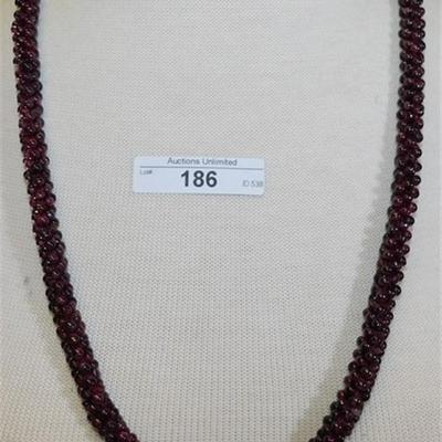 186a Vintage Amethyst Beaded Necklace (true semi precious stones)