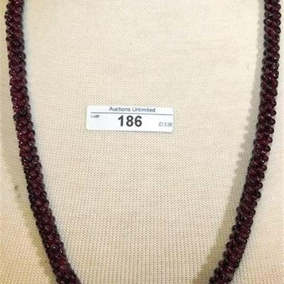 186a Vintage Amethyst Beaded Necklace (true semi precious stones)