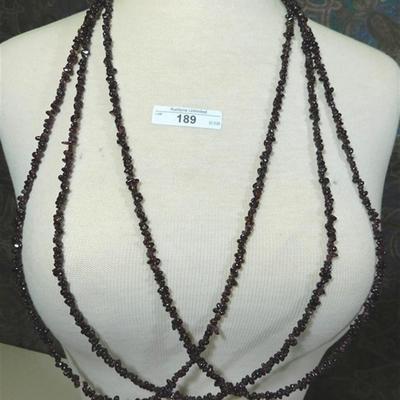 189a Lot of 3 Semi-Precious Amethyst Stone Necklaces