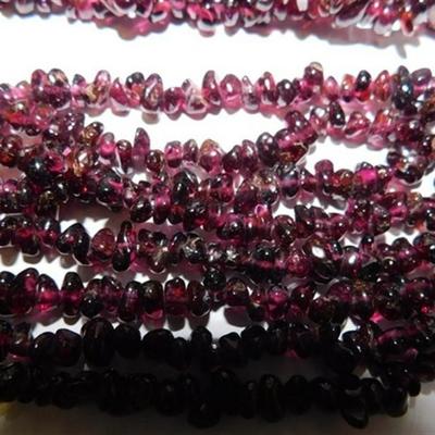 189a Lot of 3 Semi-Precious Amethyst Stone Necklaces