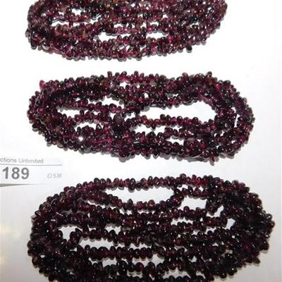 189a Lot of 3 Semi-Precious Amethyst Stone Necklaces