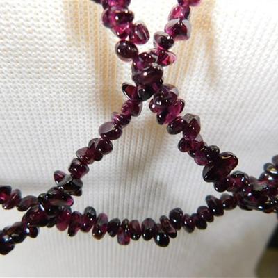 189a Lot of 3 Semi-Precious Amethyst Stone Necklaces