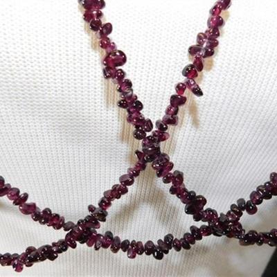 189a Lot of 3 Semi-Precious Amethyst Stone Necklaces