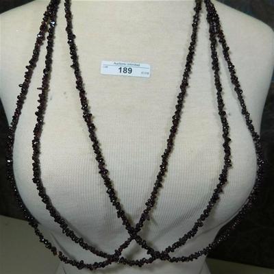 189a Lot of 3 Semi-Precious Amethyst Stone Necklaces