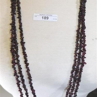 189a Lot of 3 Semi-Precious Amethyst Stone Necklaces