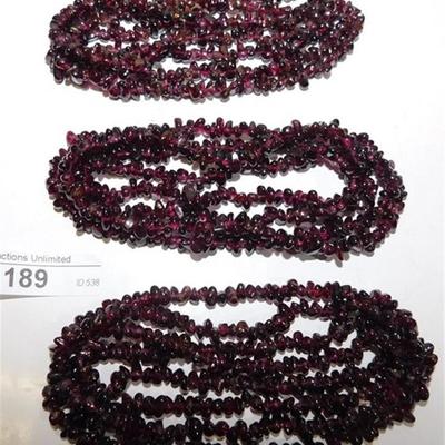 189a Lot of 3 Semi-Precious Amethyst Stone Necklaces