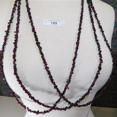 189a Lot of 3 Semi-Precious Amethyst Stone Necklaces