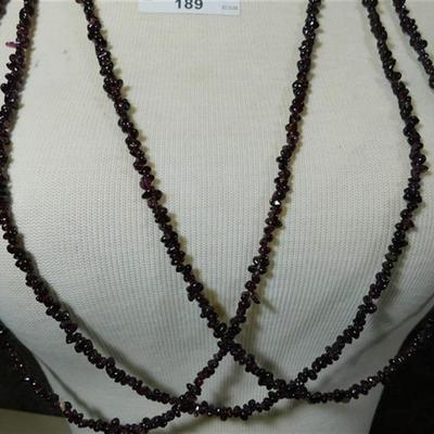 189a Lot of 3 Semi-Precious Amethyst Stone Necklaces