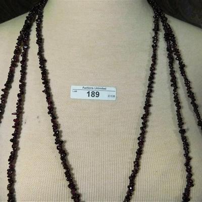 189a Lot of 3 Semi-Precious Amethyst Stone Necklaces