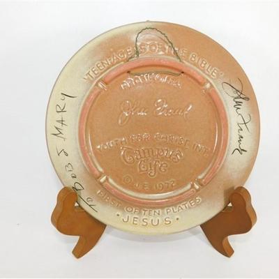190 7 1/4" Lot of 2 Vintage Frankoma Jesus The Carpenter (With Autograph)/ Peter The Fisherman
