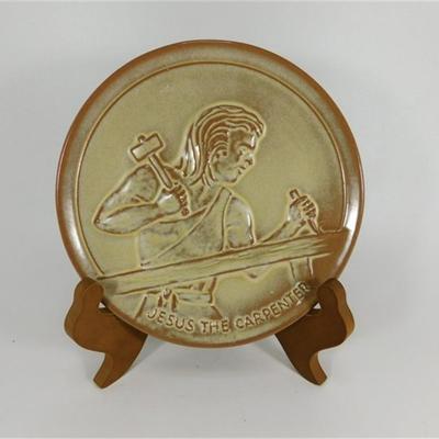 190 7 1/4" Lot of 2 Vintage Frankoma Jesus The Carpenter (With Autograph)/ Peter The Fisherman