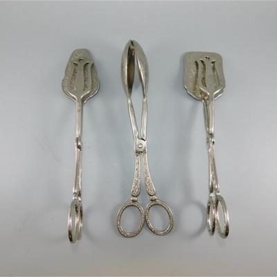 197 Lot of 3 Decorative Serving Tongs