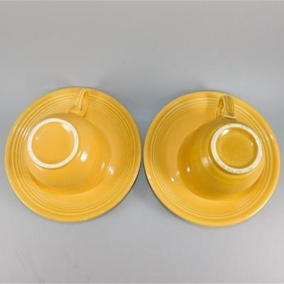 198 Lot of 4 pcs Fiesta Style Cups and Saucers Yellow