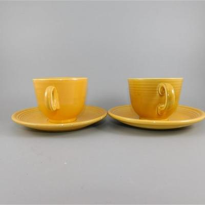 198 Lot of 4 pcs Fiesta Style Cups and Saucers Yellow