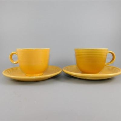 198 Lot of 4 pcs Fiesta Style Cups and Saucers Yellow