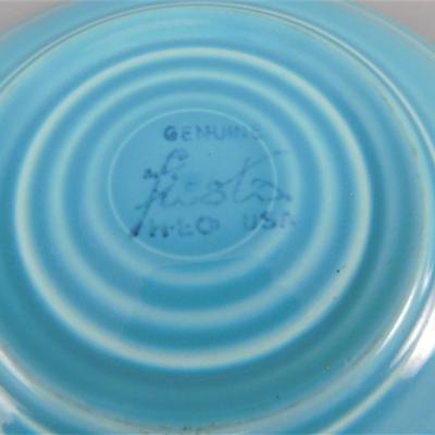 199 Lot of 4 pcs Fiesta Style Cups and Saucers Blue ( one cups has small chip)