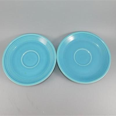199 Lot of 4 pcs Fiesta Style Cups and Saucers Blue ( one cups has small chip)