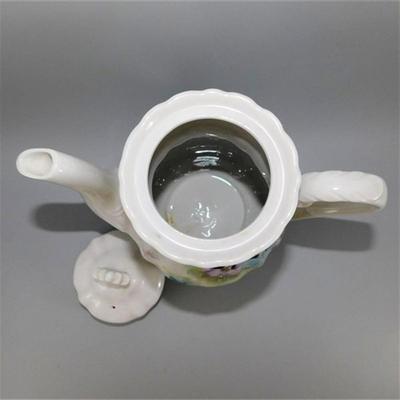201 Vintage Coffee Pot Cream and Sugar with Blue and Purple Floral Design