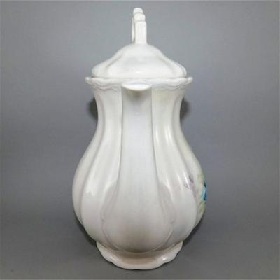 201 Vintage Coffee Pot Cream and Sugar with Blue and Purple Floral Design