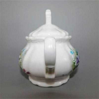 201 Vintage Coffee Pot Cream and Sugar with Blue and Purple Floral Design