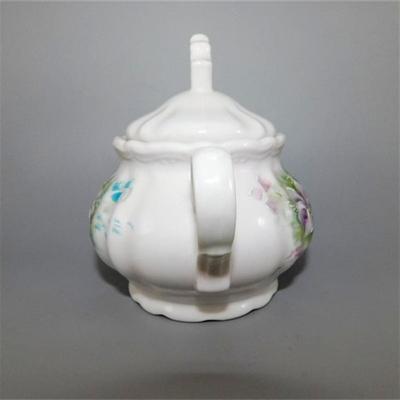 201 Vintage Coffee Pot Cream and Sugar with Blue and Purple Floral Design