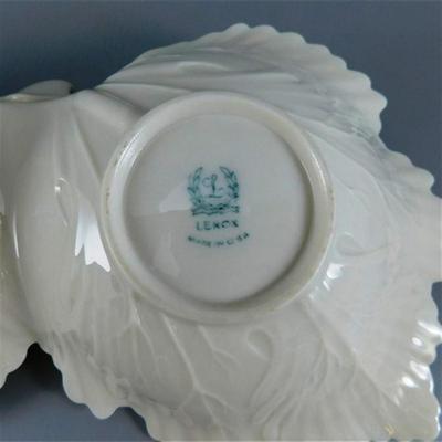 205 10 1/2" Vintage Lenox Double Grape Leaf Serving Dish