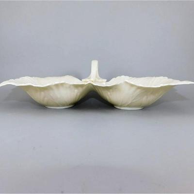 205 10 1/2" Vintage Lenox Double Grape Leaf Serving Dish