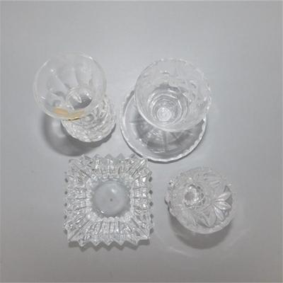 208 Lot of 4 Small Crystal Items ~ Toothpick Holders / Match Holders / Ash Tray / Etc