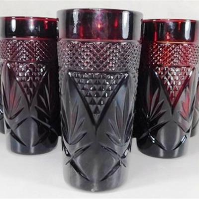 210 Lot of 13 Ruby Red Luminarc Cristal D' Arques Glass Tumblers 6 in