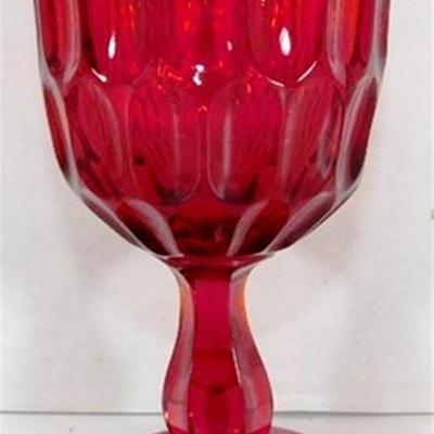 212 Lot of 6 Fenton Red Thumbprint Goblets 5 inch