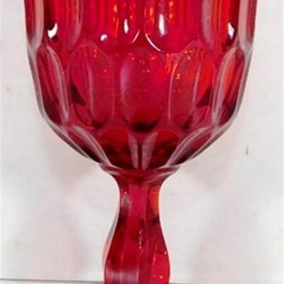212 Lot of 6 Fenton Red Thumbprint Goblets 5 inch