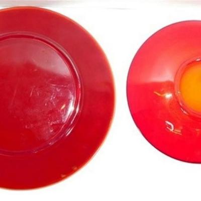 213 Lot of 8- 2-6 inch Ruby Red Plates / 6-7 1/2 Ruby Red Plates