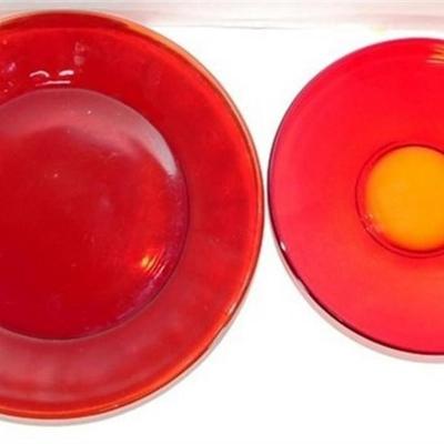 213 Lot of 8- 2-6 inch Ruby Red Plates / 6-7 1/2 Ruby Red Plates