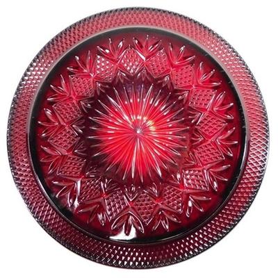 216 Lot of 3 Pieces of Ruby Red Luminarc Cristal D' Arques Glass- 13in Platter-10 1/2 x 4 Bowl- 10 in Divided Plate