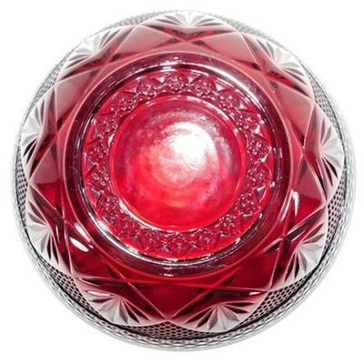 216 Lot of 3 Pieces of Ruby Red Luminarc Cristal D' Arques Glass- 13in Platter-10 1/2 x 4 Bowl- 10 in Divided Plate