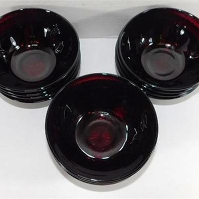 217 Lot of 12 Ruby Red Luminarc Cristal D' Arques Glass Bowls 5 5/8 x 2